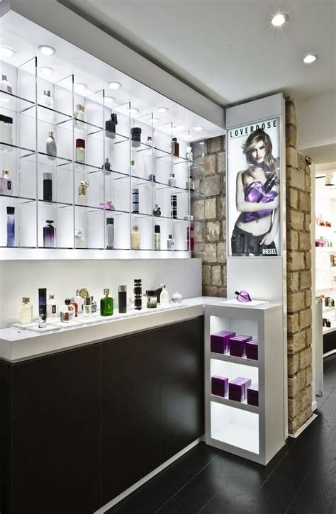 shop table design with perfume